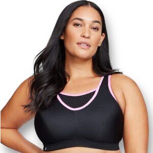 Glamorise Womens No Bounce Camisole Sports Bra 48F Black Pink Wirefree 1066